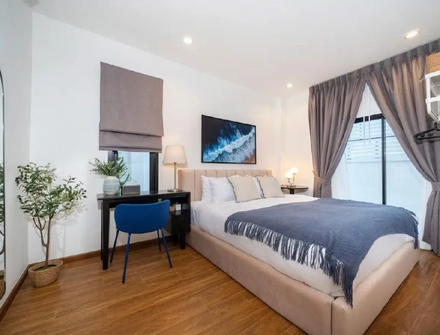 Bedroom with a desk